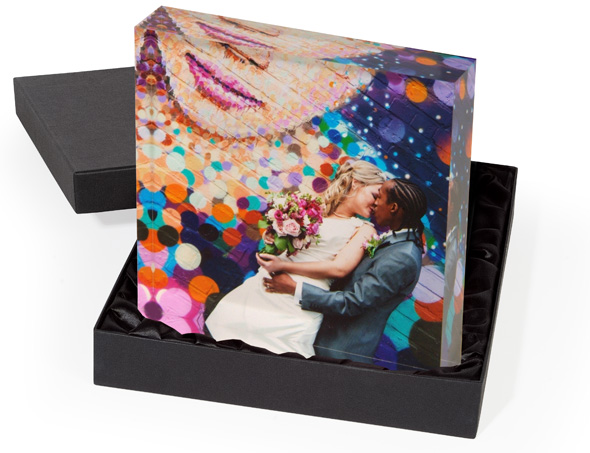Acrylic presentation with satin lined presentation box and crystal USB